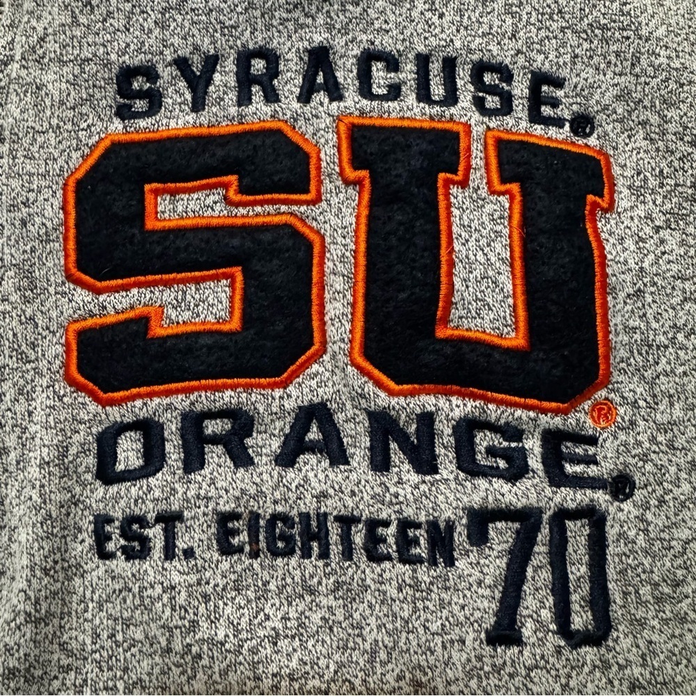 Syracuse Orange SU 1/4 Zip Collared Neck Gray Sweatshirt Jacket Fleece Size S - Picture 5 of 12